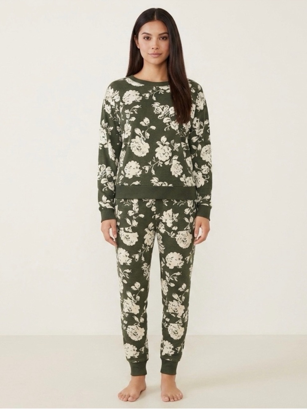Honeydew 2 Piece Super Soft Pajama Set Olive Floral Womens Size XL